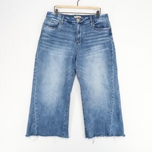 Kut From The‎ Kloth Meg Wide Leg Jeans Womens 14 Fray Hem High Rise Fab Ab Capri